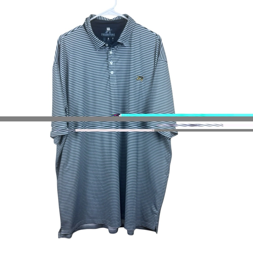 Fieldstone Mens‎ 3XL Performance Golf Polo Shirt Stretch Striped Navy